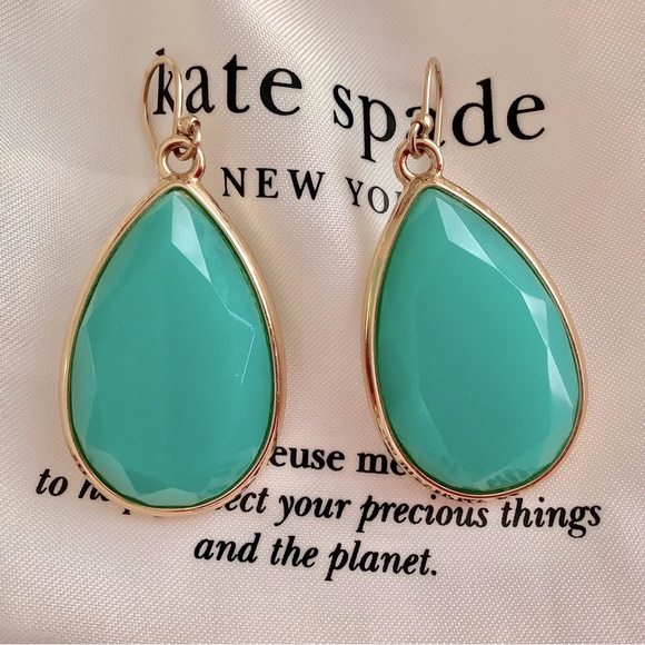 Kate Spade Day Tripper Teardrop Earrings Turquoise and Gold - Picture 3 of 3